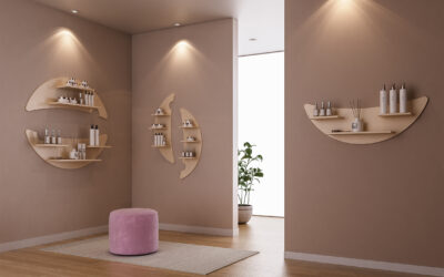 Espositore in Legno MOON: Design, Funzionalità e Personalizzazione per gli Spazi del Benessere